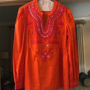 Tory Burch Embroidered Top Size 8